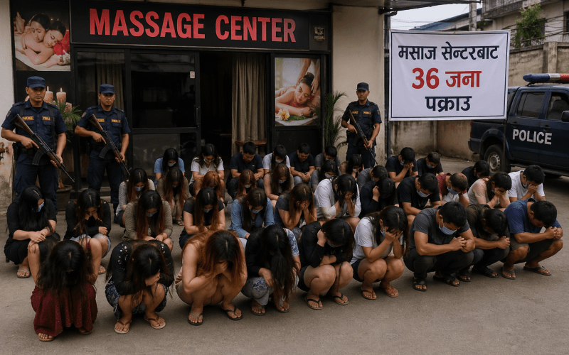 स्पाको आवरणमा गैरकानुनी गतिविधि: विराटनगरमा सञ्चालकसहित ३६ जना पक्राउ