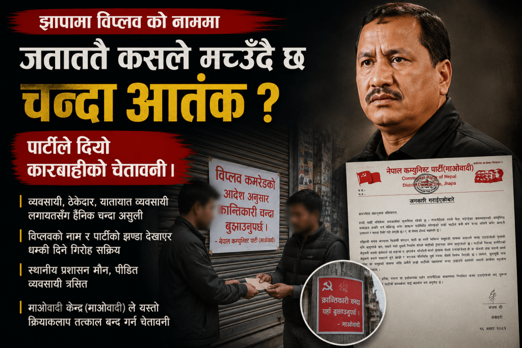 झापामा विप्लवको नाम जोडेर चन्दा आतंक मच्चाउनेलाई पार्टीद्वारा कारबाहीको चेतावनी